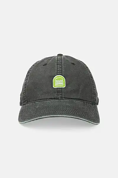 Grey dad hat with an embroidered Shake Shack logo on the front